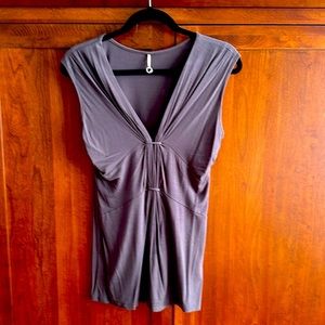 Knit top with gathered detail